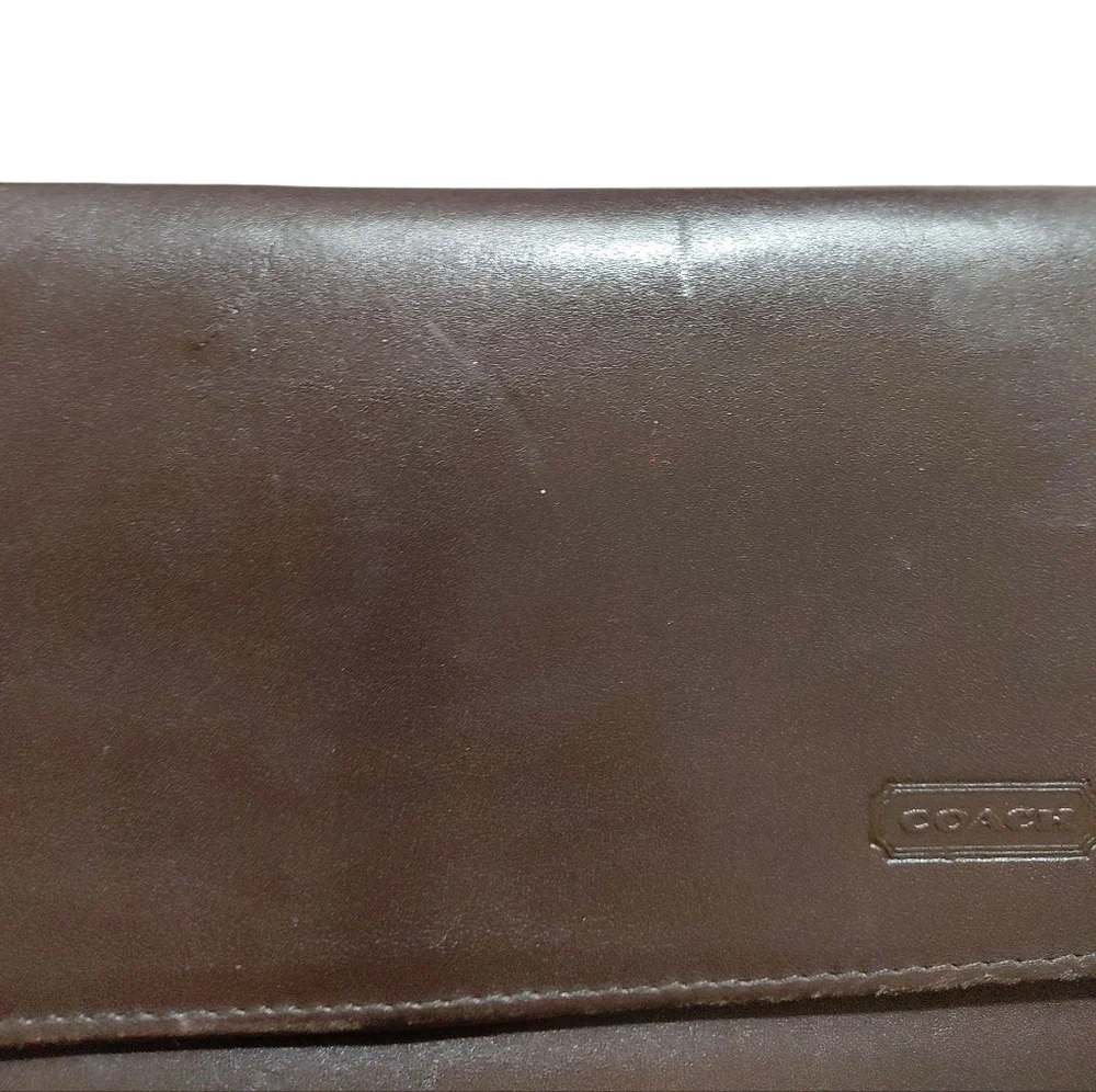 Coach Dark Brown Wallet Soft Leather Tri-fold Wallet - Picture 12 of 13